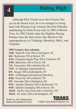 1992 Traks Country Star Racing #4 Dick Trickle / Ken Schrader Back