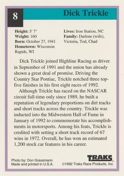 1992 Traks Country Star Racing #8 Dick Trickle Back