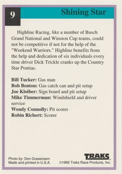 1992 Traks Country Star Racing #9 Shining Star Back