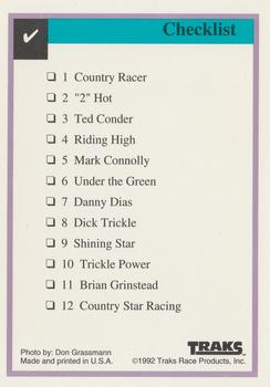 1992 Traks Country Star Racing #NNO Checklist Back
