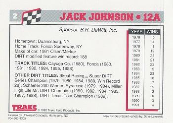 1992 Traks Dirt #2 Jack Johnson Back