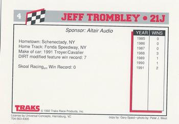1992 Traks Dirt #4 Jeff Trombley Back