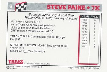 1992 Traks Dirt #6 Steve Paine Back