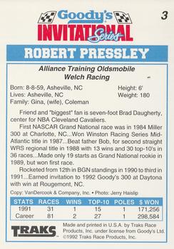 1992 Traks Goody's #3 Robert Pressley Back