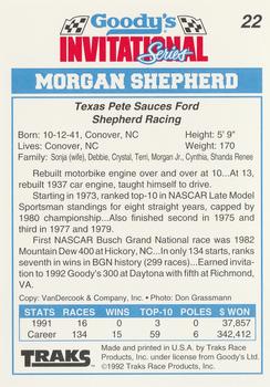1992 Traks Goody's #22 Morgan Shepherd Back