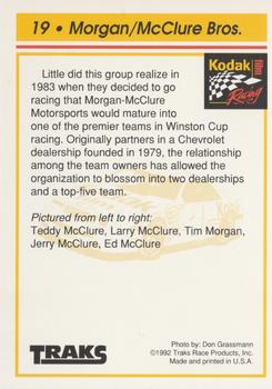 1992 Traks Kodak Ernie Irvan #19 Tim Morgan/McClure Bros. Back