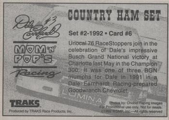 1992 Traks Mom-n-Pop's Ham Dale Earnhardt #6 Dale Earnhardt Back
