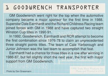 1992 Traks Racing Machines #1 Goodwrench Transporter Back