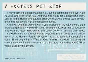 1992 Traks Racing Machines #7 Hooters Pit Stop Back