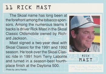 1992 Traks Racing Machines #11 Rick Mast's car Back