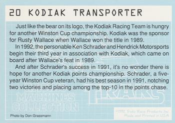 1992 Traks Racing Machines #20 Kodiak Transporter Back