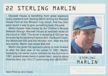 1992 Traks Racing Machines #22 Sterling Marlin's car Back