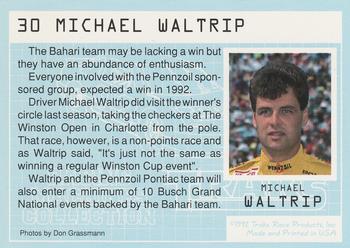 1992 Traks Racing Machines #30 Michael Waltrip's car Back