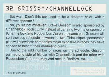 1992 Traks Racing Machines #32 Grissom/ Channellock Back