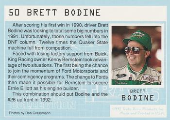 1992 Traks Racing Machines #50 Brett Bodine Back