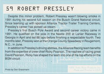 1992 Traks Racing Machines #59 Robert Pressley's car Back