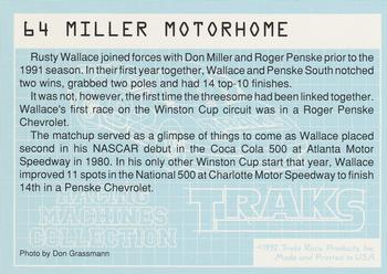 1992 Traks Racing Machines #64 Miller Motorhome Back