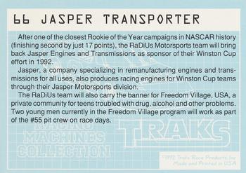 1992 Traks Racing Machines #66 Jasper Transporter Back