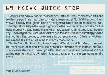 1992 Traks Racing Machines #69 Kodak Quick Stop Back