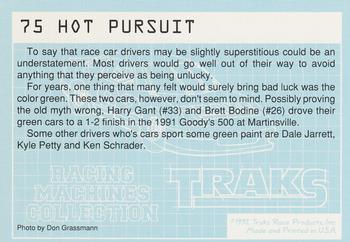 1992 Traks Racing Machines #75 Hot Pursuit Back