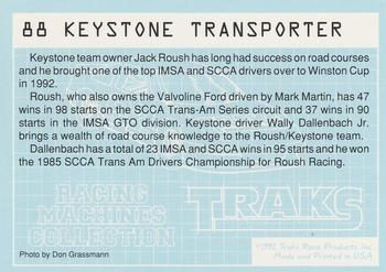 1992 Traks Racing Machines #88 Keystone Transporter Back