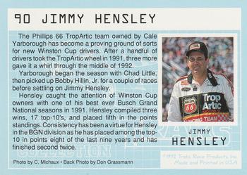 1992 Traks Racing Machines #90 Jimmy Hensley's Car Back