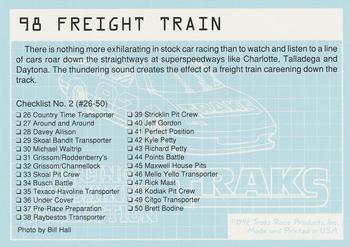 1992 Traks Racing Machines #98 Freight Train Back