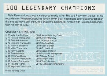 1992 Traks Racing Machines #100 Legendary Champions Back
