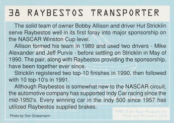 1992 Traks Racing Machines #38 Raybestos Transporter Back