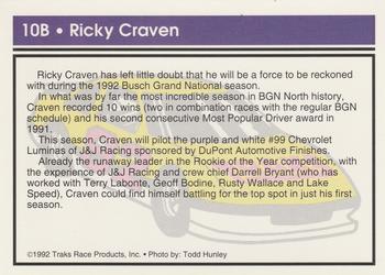1992 Traks Racing Machines - Bonus #10B Ricky Craven Back