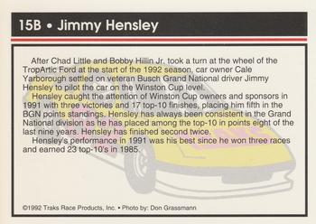 1992 Traks Racing Machines - Bonus #15B Jimmy Hensley Back