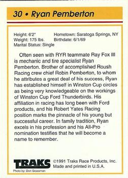 1992 Traks Team Sets #30 Ryan Pemberton Back