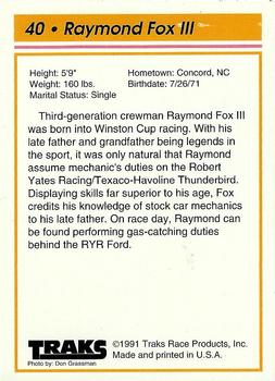 1992 Traks Team Sets #40 Raymond Fox III Back