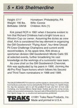 1992 Traks Team Sets #5 Kirk Shelmerdine Back