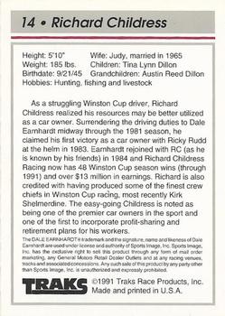 1992 Traks Team Sets #14 Richard Childress Back