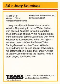 1992 Traks Team Sets #34 Joey Knuckles Back