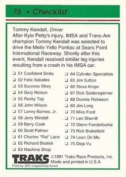 1992 Traks Team Sets #75 Deja Vu / Checklist Back