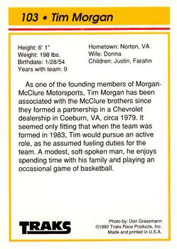 1992 Traks Team Sets #103 Tim Morgan Back