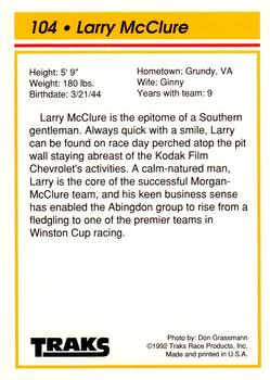 1992 Traks Team Sets #104 Larry McClure Back