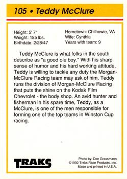 1992 Traks Team Sets #105 Teddy McClure Back