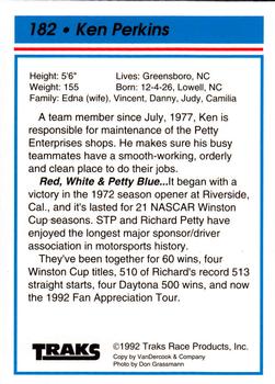 1992 Traks Team Sets #182 Ken Perkins Back