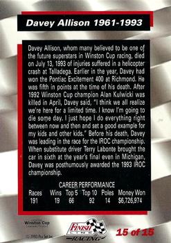 1993 Finish Line - Davey Allison #15 Davey Allison Back