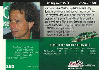 1993 Finish Line - Silver Series '93 #161 Kenny Bernstein Back