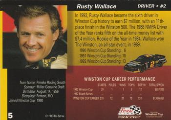 1993 Finish Line - Silver Series '93 #5 Rusty Wallace Back