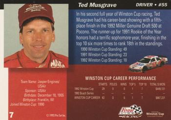 1993 Finish Line - Silver Series '93 #7 Ted Musgrave Back