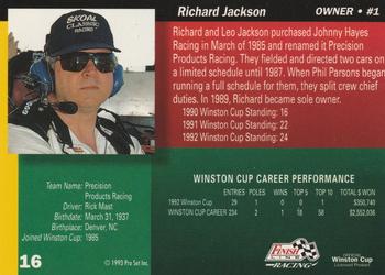1993 Finish Line - Silver Series '93 #16 Richard Jackson Back