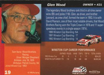 1993 Finish Line - Silver Series '93 #19 Glen Wood Back