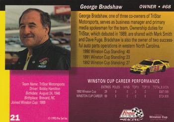 1993 Finish Line - Silver Series '93 #21 George Bradshaw Back