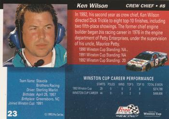 1993 Finish Line - Silver Series '93 #23 Ken Wilson Back