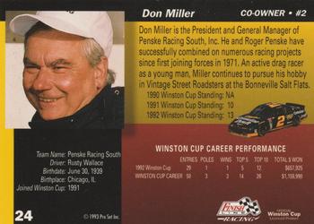 1993 Finish Line - Silver Series '93 #24 Don Miller Back